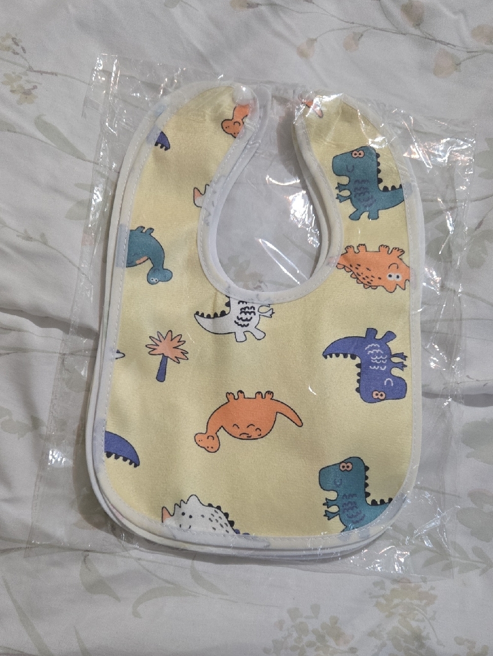 Baby Dino and Bunny Print Yellow Bibs